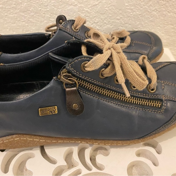 Remonte Navy Blue Leather Exposed Zipper Flexible Thermoplastic Sole Preppy 40 - Picture 7 of 14